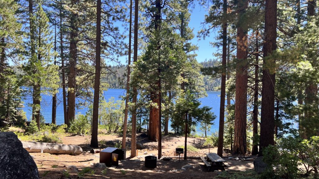 Kayakers camping in Emerald Bay will have superb views of the lake from their campground.