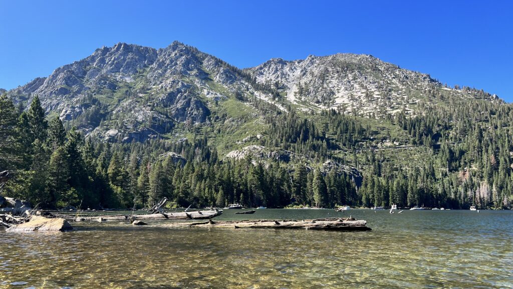 Photo of the mountains surrounding Emerald Bay