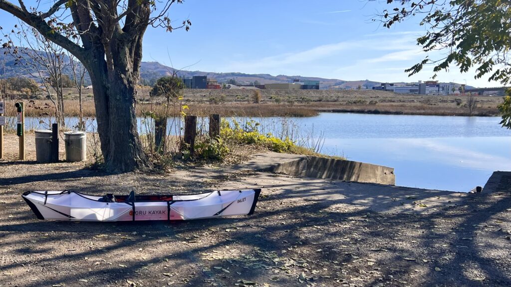 Picture of a boat ramp that is perfect for launching a kayak on the Napa River
